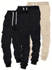 3Pcs/Set Spring and Autumn New Casual Sportswear Men'S Drawstring Waist Cargo Pants